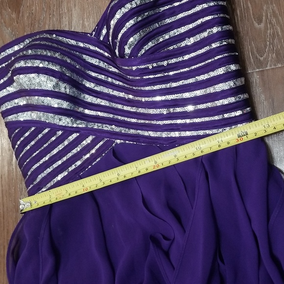 (5/6) LE CHÂTEAU Sequined Empire Waist High Low Jewel Tone Dress Prom Graduation - Picture 5 of 11